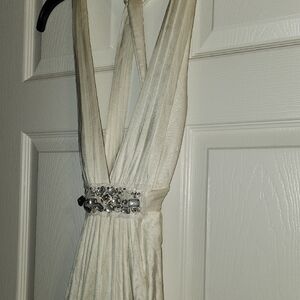 BCBGMaxAzria Cream Dress with Pleated Detail